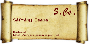 Sáfrány Csaba névjegykártya